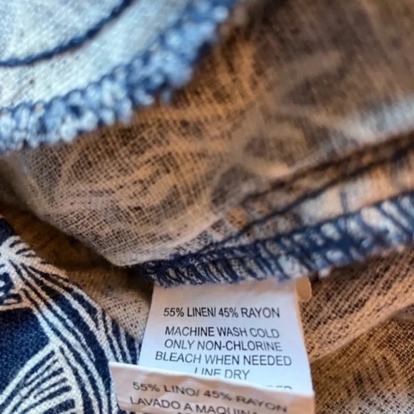 Briggs Navy Floral Print Linen Blend Women's Shorts size 6 - Picture 5 of 6